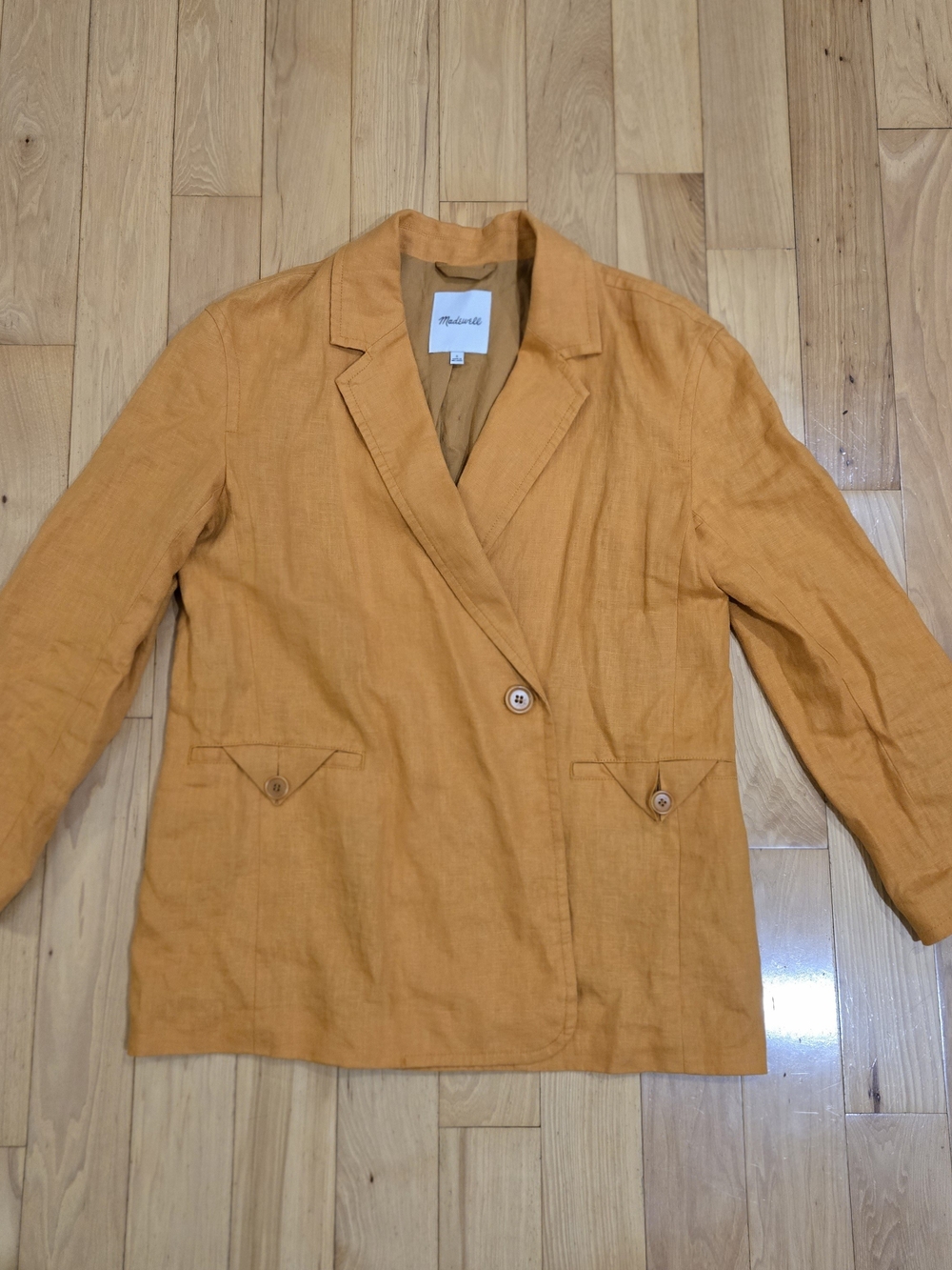 Madewell Women's Orange Linen Blazer Jacket